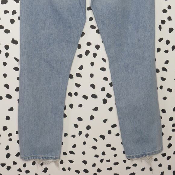 Agolde Light Wash Distressed Riley High Rise Straight Leg Cropped Jeans - Picture 8 of 12